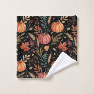 Watercolor Autumn Harvest Pattern Wash Cloth