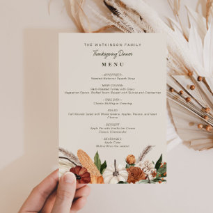 watercolor autumn harvest thanksgiving menu