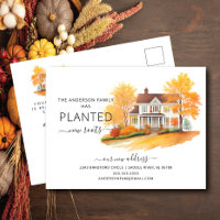 Watercolor Autumn House Moving Announcement