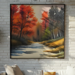 Watercolor Autumn Landscape Poster
