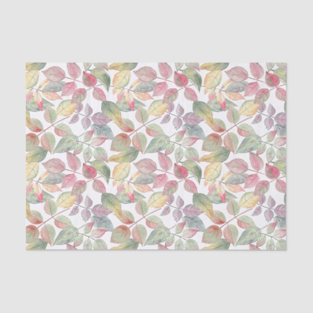 Watercolor Autumn Leaves Botanical Nature Tissue Paper (Front)