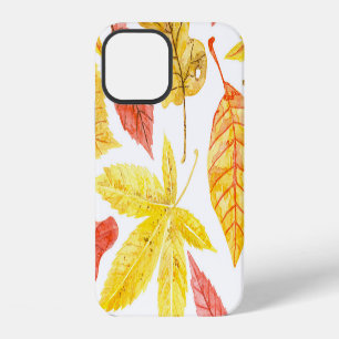 Watercolor autumn leaves, colourful pattern. iPhone 12 case