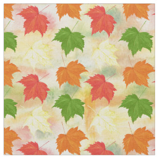 watercolor autumn leaves fabric