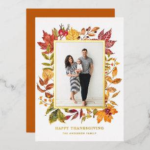 Watercolor Autumn Leaves Frame Happy Thanksgiving