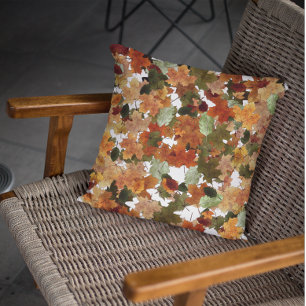 Watercolor Autumn Leaves Leaf  Cushion