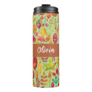 Watercolor Autumn Leaves Personalised Thermal Tumbler