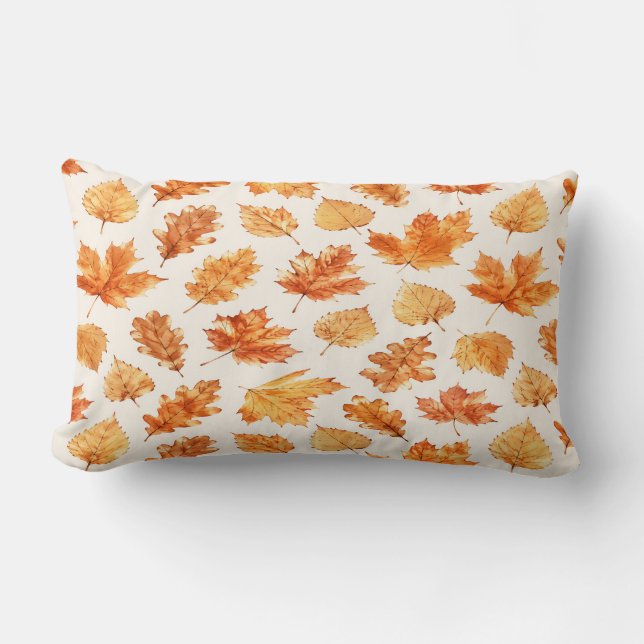 Watercolor Autumn Leaves Pillow (Front)