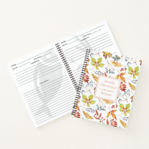 Watercolor Autumn Leaves Recipe Notebook  