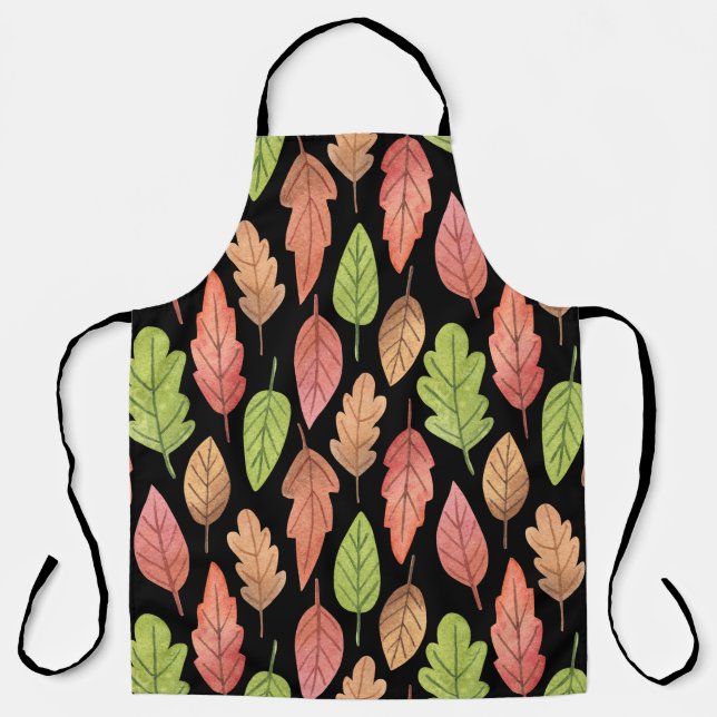 Watercolor autumn leaves: seamless pattern apron (Front)