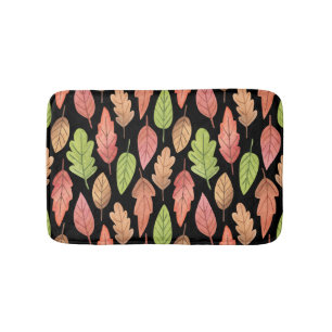 Watercolor autumn leaves: seamless pattern bath mat