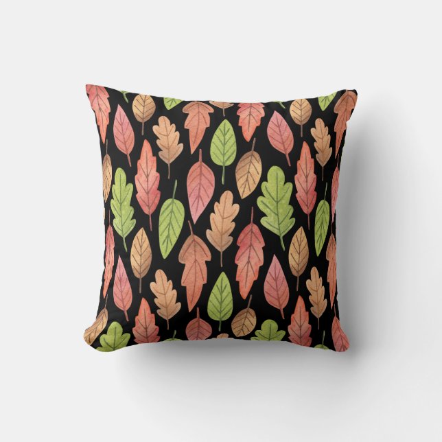 Watercolor autumn leaves: seamless pattern cushion (Front)