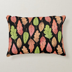 Watercolor autumn leaves: seamless pattern decorative cushion