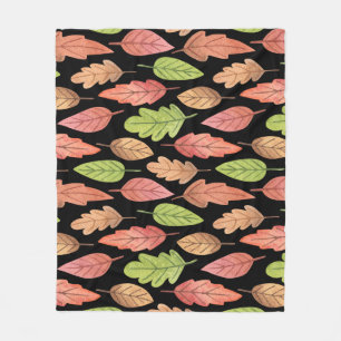 Watercolor autumn leaves: seamless pattern fleece blanket
