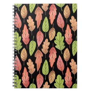 Watercolor autumn leaves: seamless pattern notebook