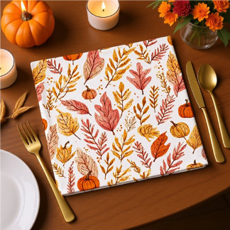 Watercolor Autumn Leaves Thanksgiving Napkins