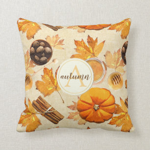 Watercolor Autumn Magic Vintage Scents Monogram Cushion