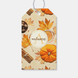 Watercolor Autumn Magic Vintage Scents Monogram Gift Tags