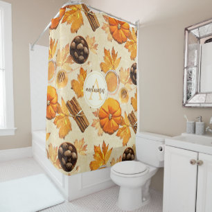 Watercolor Autumn Magic Vintage Scents Monogram Shower Curtain