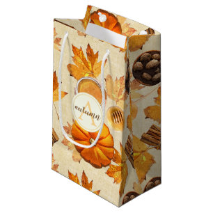 Watercolor Autumn Magic Vintage Scents Monogram Small Gift Bag
