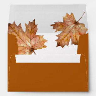 Watercolor Autumn Maple Leaf Wedding Envelope