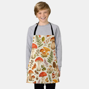Watercolor Autumn Mushroom Pattern  Apron