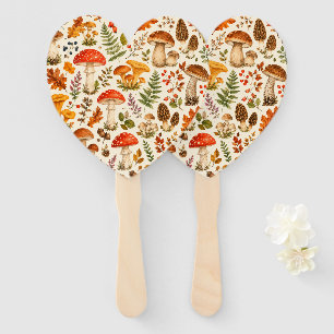 Watercolor Autumn Mushroom Pattern  Hand Fan