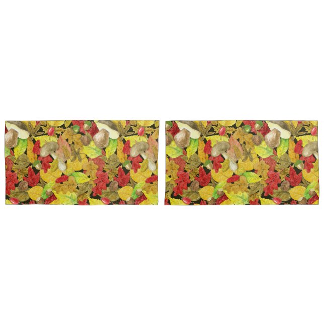 Watercolor autumn pattern pillowcase (Front-Set)