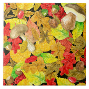 Watercolor autumn pattern tile
