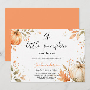 Watercolor Autumn Pumpkin Baby Shower Halloween Invitation