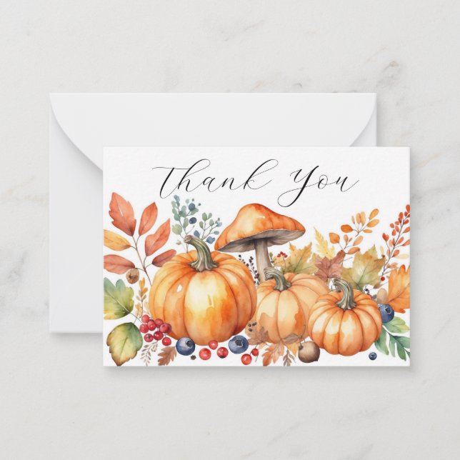 Watercolor Autumn Pumpkin Card (Front)