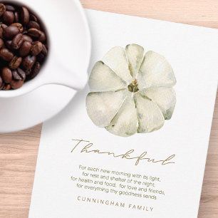 Watercolor Autumn Pumpkin Thankful Thanksgiving Holiday Card