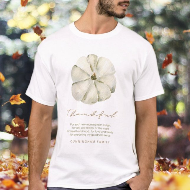 Watercolor Autumn Pumpkin Thankful Thanksgiving T-Shirt (Creator Uploaded)