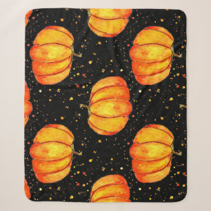 Watercolor autumn pumpkins, Halloween print Sherpa Blanket