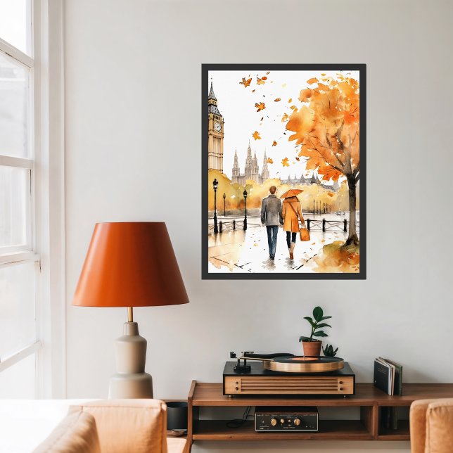 Watercolor Autumn Romance in London Poster (Creator Uploaded)