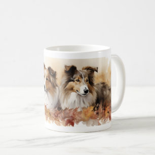 Watercolor Autumn Shelties Coffee Mug