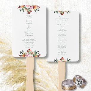 Watercolor Autumn Sunflower Floral Wedding Hand Fan