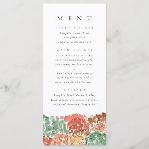 Watercolor Autumn Trees Thanksgiving Dinner Menu
