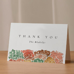 Watercolor Autumn Trees Thanksgiving Thank You Card