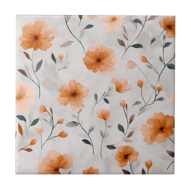 Watercolor Autumn Wildflowers Minimalist Floral Tile (Front)