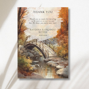 Watercolor Autumn Woodland Bridge Fall Thank You Announcement