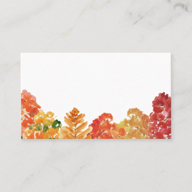 Watercolor Autumn Woodlands Fall Wedding Place Card (Front)