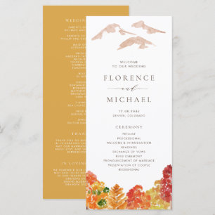 Watercolor Autumn Woodlands Fall Wedding Program Programme