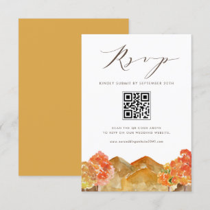 Watercolor Autumn Woodlands Wedding QR Code RSVP Card