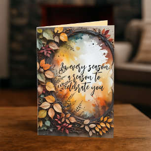 Watercolor Autumn Wreath "Celebrate You" Greetings Card