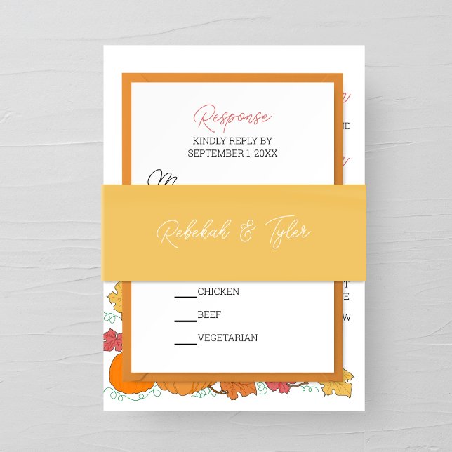 Watercolor Autumn Yellow Wedding Invitation Belly Band (Creator Uploaded)