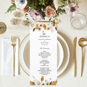 Watercolor Autumn Yellow & White Floral Frame Menu