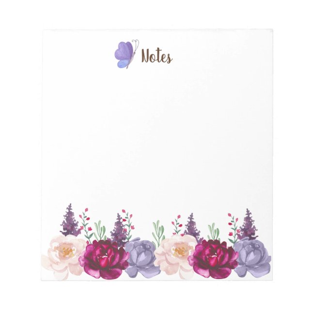 Watercolor Autums Blooms Fall Custom Notepad (Front)