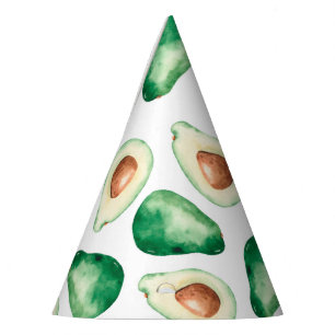 Watercolor Avocado Pattern Birthday Party Hat
