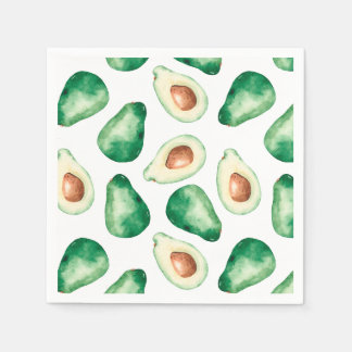 Watercolor Avocado Pattern Birthday Party Napkin