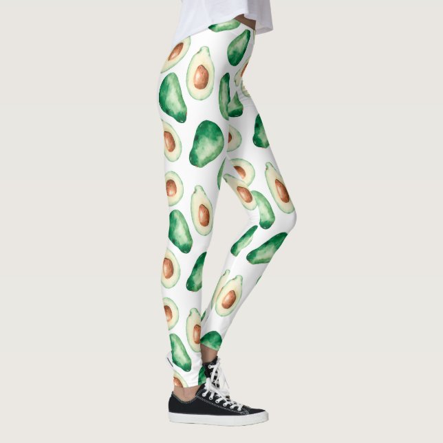 Watercolor Avocado Pattern Leggings (Right)